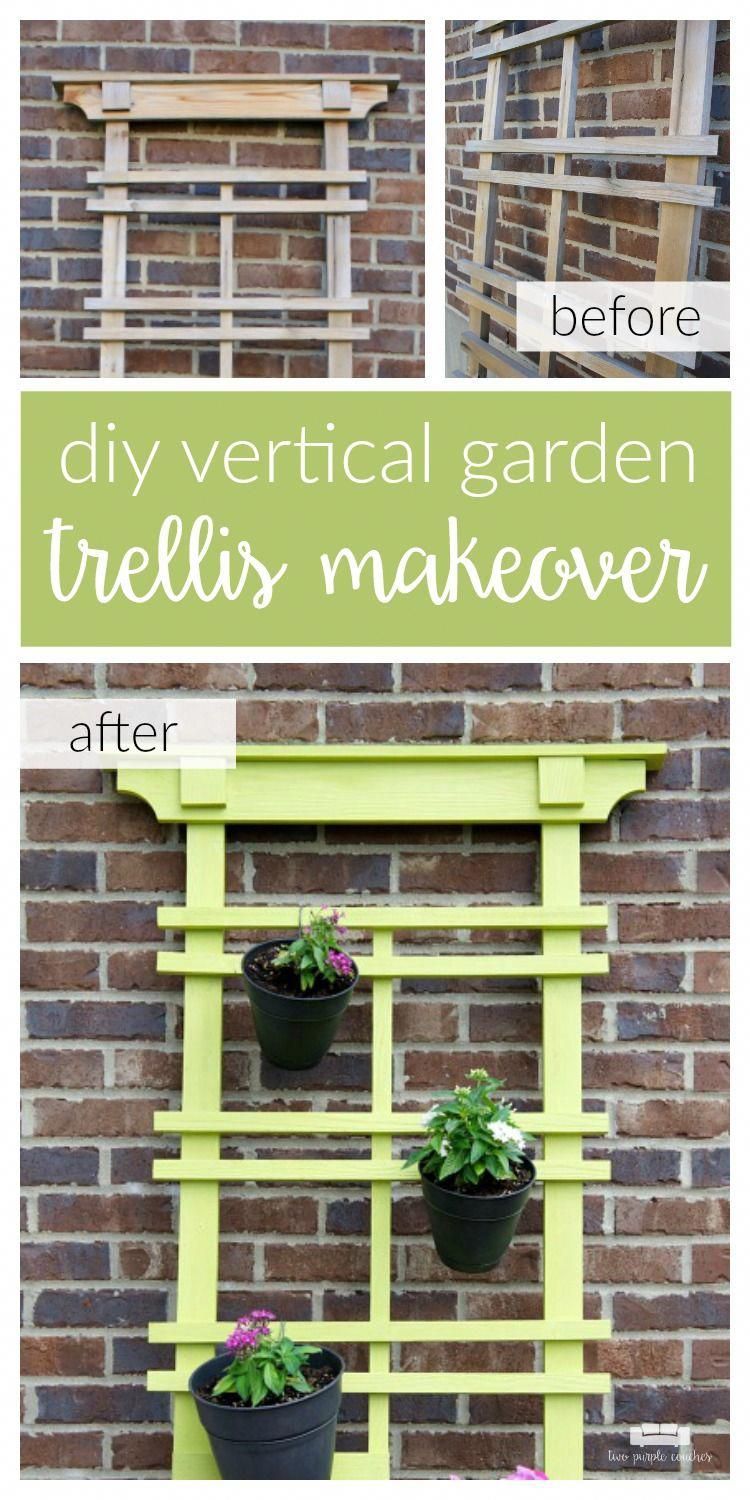 DIY Vertical Garden Trellis Makeover. Transform your outdoor patio decor with a modern painted vertical garden trellis. Great way to display flowers, herbs. -   25 vertical garden trellis
 ideas