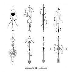 Collection de tatouages ??? formes abstraites -   6 geometric tattoo drawing
 ideas