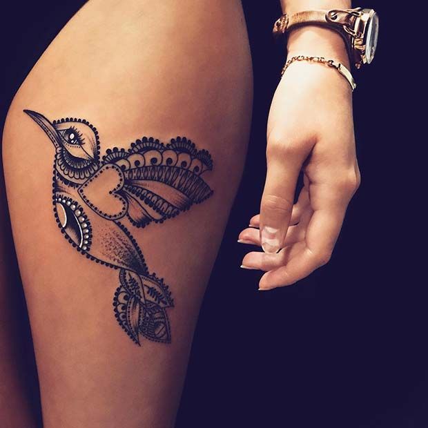 23 Most Beautiful Tattoos for Girls to Copy in 2019 -   8 bird thigh tattoo
 ideas