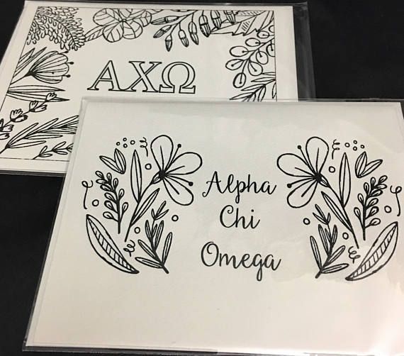 Alpha Chi Omega AXO Coloring Notecards | Sorority Recruitment Bid Day Reveal | Big Little Gift | Study Break | Back to School | Greek -   8 sorority crafts recruitment
 ideas