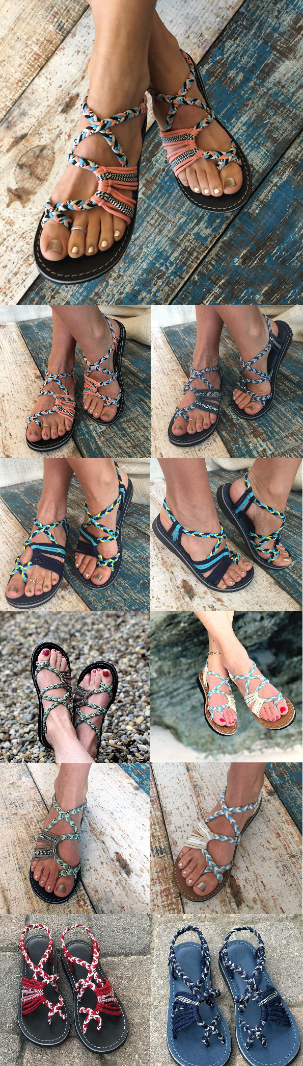 $26.99 USD Summer Handmade Breathable Bandage Beach Flat Sandals -   11 beyonce style polyvore
 ideas