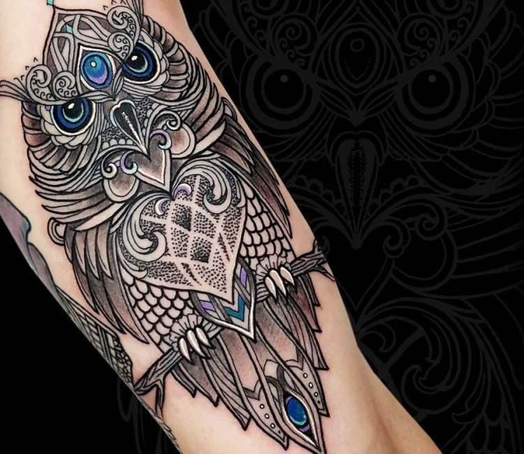 Photo - Mosaic Owl tattoo by Coen Mitchell -   11 tattoo arm traditional
 ideas