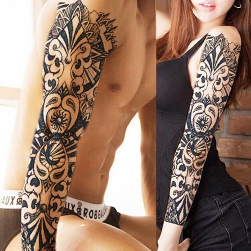 1PCS Full Arm Flower Tattoo Sticker Waterproof Temporary Tattoo Sleeve Men Women Paint Fake Sleeve -   11 tattoo arm traditional
 ideas