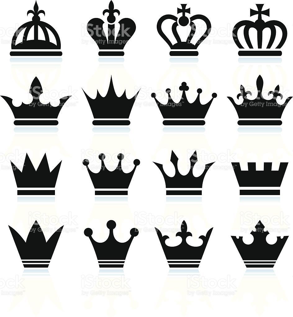 Simple Crowns black and white set -   12 white crown tattoo
 ideas