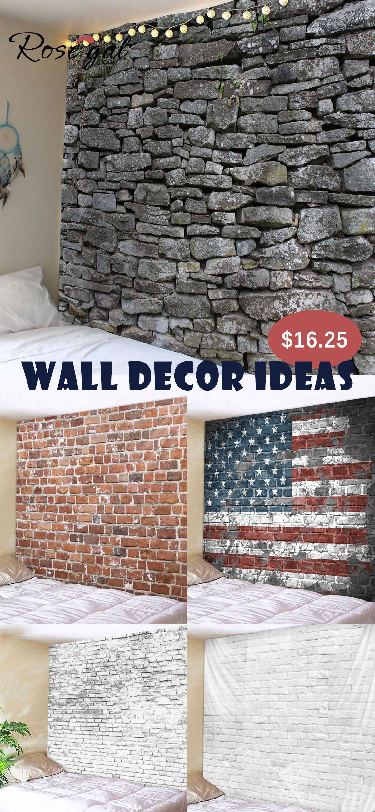 Rosegal brick wall decor ideas -   13 stairway decor wallpaper
 ideas
