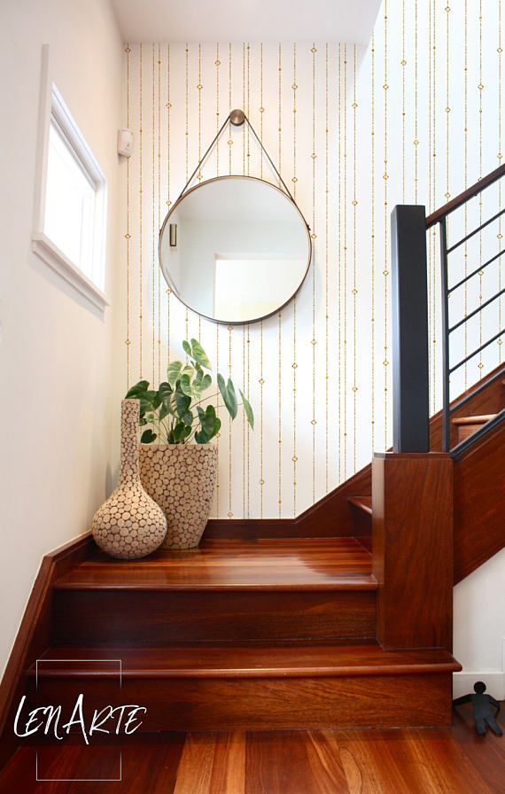 Gold Striped wallpaper - Linear Geometric wallpaper - Easy stick wallpaper - Removable wallpaper - Self adhesive - Pattern Wallpaper - 11 -   13 stairway decor wallpaper
 ideas