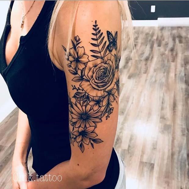 13 Flower Tattoo Ideas for Every Women -   14 tattoo arm blumen
 ideas