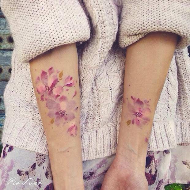 Rosa Blumen – Aquarell-Arm-T?towierungs-Idee -   14 tattoo arm blumen
 ideas