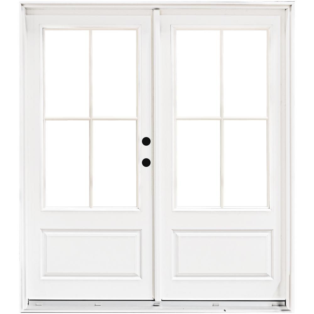MP Doors 72 in. x 80 in. Fiberglass Smooth White Left-Hand Inswing Hinged 3/4-Lite Patio Door with 4-Lite SDL -   15 diy patio door
 ideas