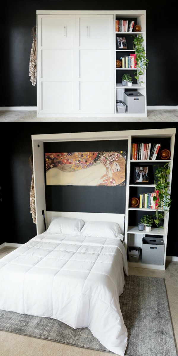 Modern DIY Murphy Bed // Office-Guest Bedroom-Playroom Combo -   16 black style office
 ideas