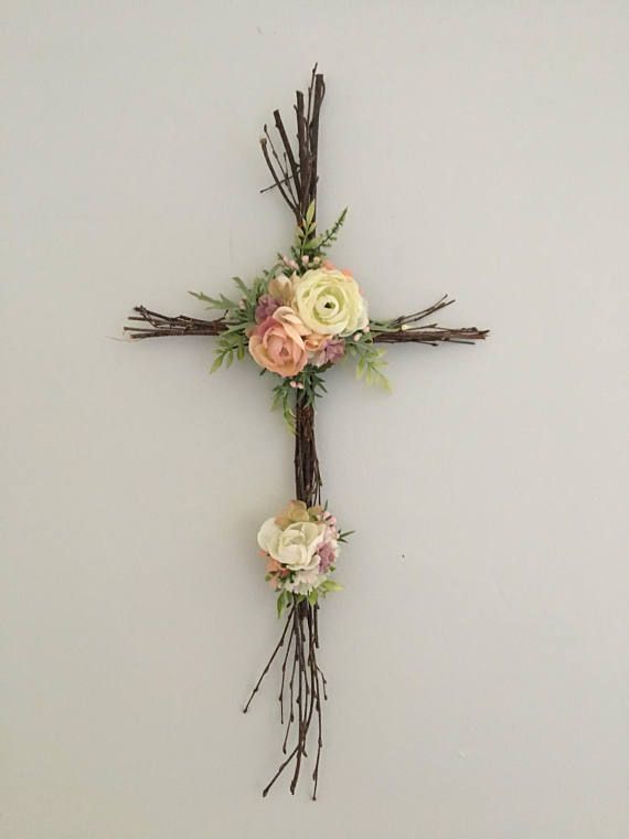 Woodland Nursery Cross, Christian Cross, Easter Decor, Twig Cross, Easter Cross, Rustic Cross, Nursery Cross, Christian Baby Decor -   16 christian nature crafts
 ideas