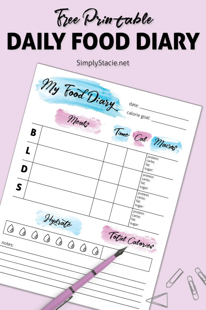 Daily Food Diary Free Printable -   16 fitness meals diaries
 ideas