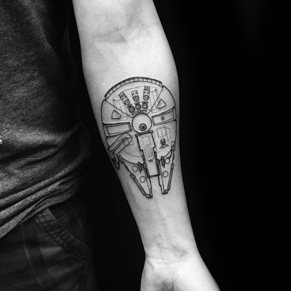 50 Millennium Falcon Tattoo Designs For Men - Star Wars Ideas -   16 mens tattoo stars
 ideas