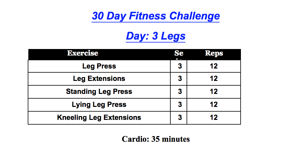 30 Day Fitness Challenge Day 3: Legs (Fitness Food Diva) -   17 fitness food diva
 ideas