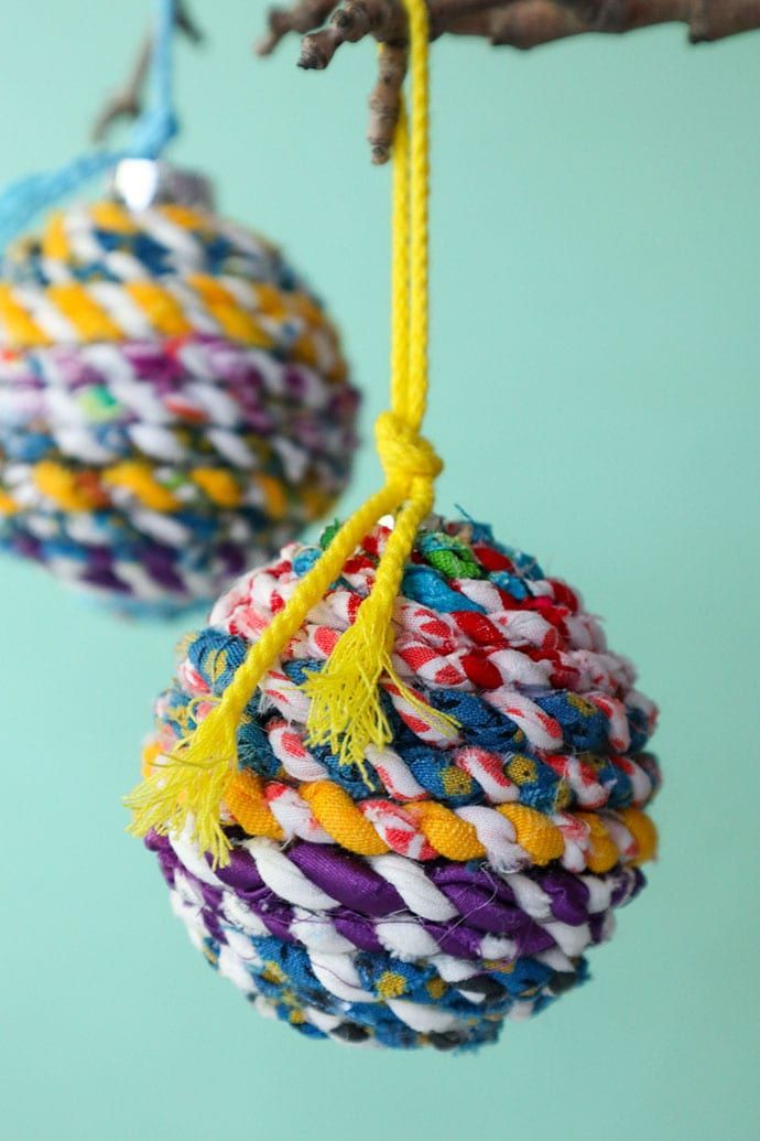 Scrap Fabric Twine Recycled Christmas Ornaments -   17 recycled fabric crafts
 ideas