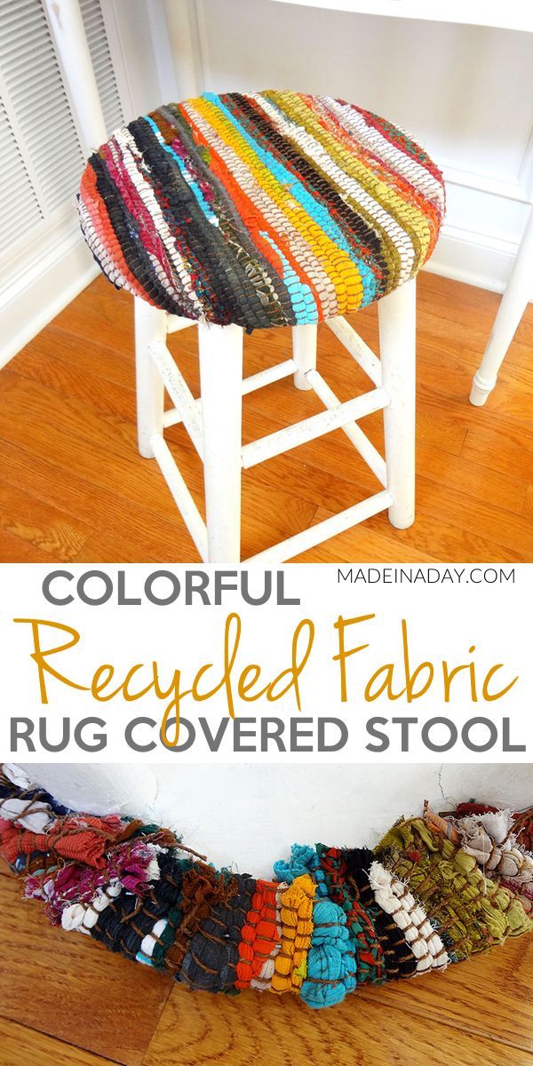 Recycled Fabric Rug Stool -   17 recycled fabric crafts
 ideas