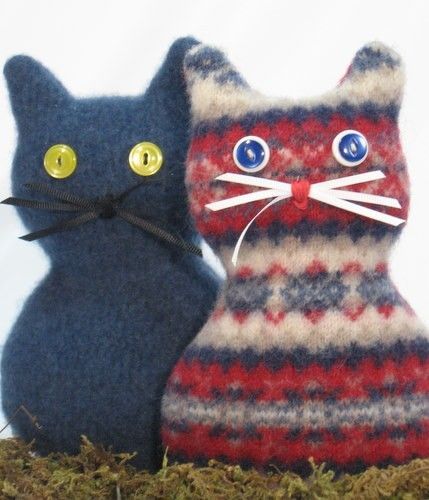 Recycled Sweaters Felted Kitty Meows Plushies Alpie -   17 recycled fabric crafts
 ideas