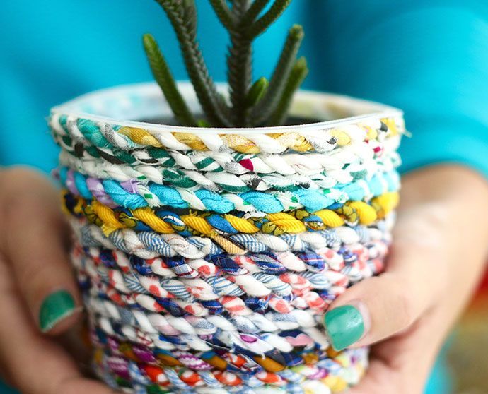 Upcycle Style: Recycled Fabric Twine Planter -   17 recycled fabric crafts
 ideas
