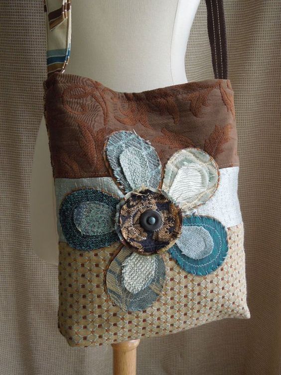 MADE TO ORDER Crossbody Hobo Bag - Custom Colors - Recycled Fabric - Bohemian - Shabby Chic - Appliq -   17 recycled fabric crafts
 ideas