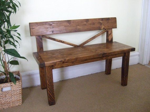 Farmhouse style bench | Rustic bench with back | Solid Wood bench | Handmade Bench -   18 diy bench plans
 ideas