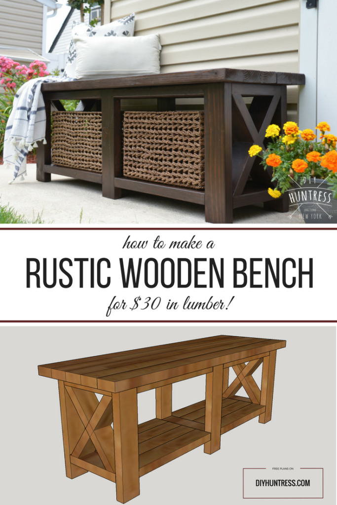 DIY Rustic X-Bench (Free Woodworking Plans -   18 diy bench plans
 ideas