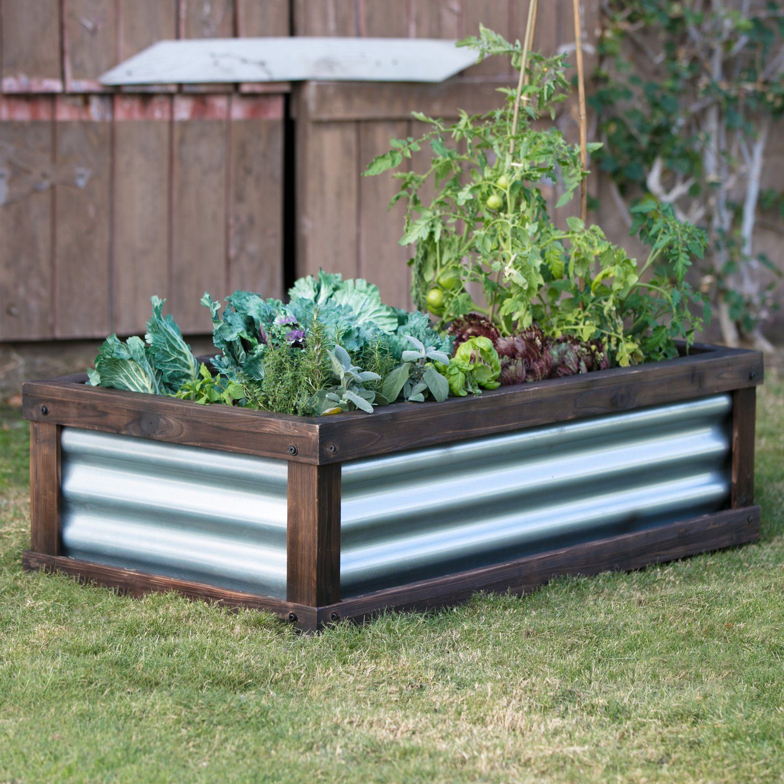 Coral Coast Guthrie Corrugated Metal & Wood Raised Garden Bed - 4L x 2W ft. -   18 raised garden borders
 ideas