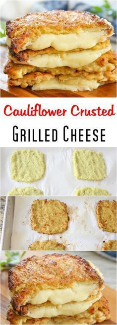 Cauliflower Crusted Grilled Cheese Sandwiches -   18 recetas fitness
 ideas