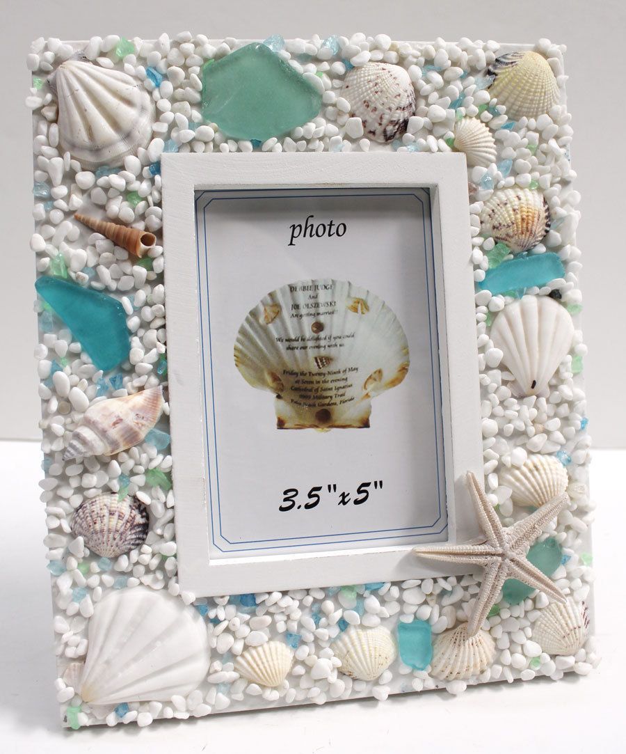 Sea Glass 3.5 x 5 Picture Frame -   18 seashell crafts butterfly
 ideas