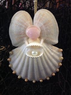 Angel holding Seashell Ornament -   18 seashell crafts butterfly
 ideas