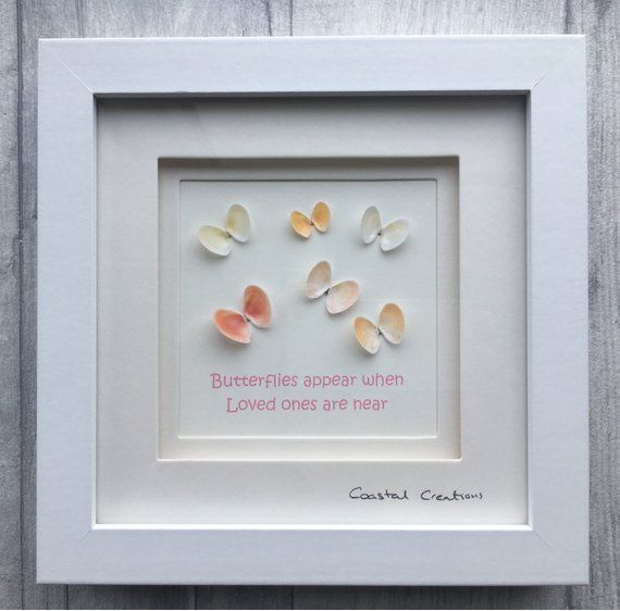 Butterflies appear when loved ones are near, memorial gift -   18 seashell crafts butterfly
 ideas
