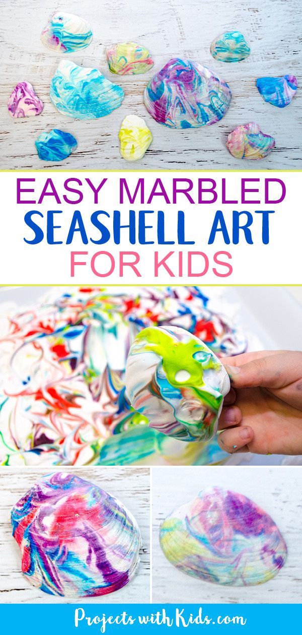 Easy Marbled Seashell Art for Kids -   18 seashell crafts butterfly
 ideas