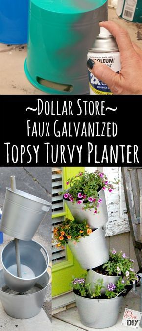 How to Make an Easy Faux Galvanized Flower Pot on the Cheap -   19 dollar store pots ideas