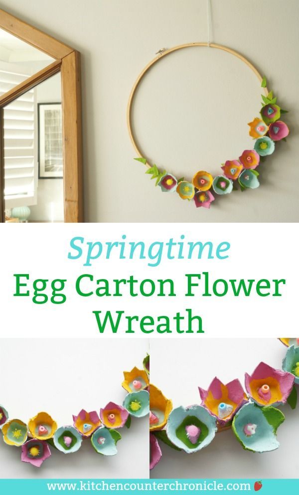 Springtime Egg Carton Flower Wreath -   20 recycled crafts for adults
 ideas