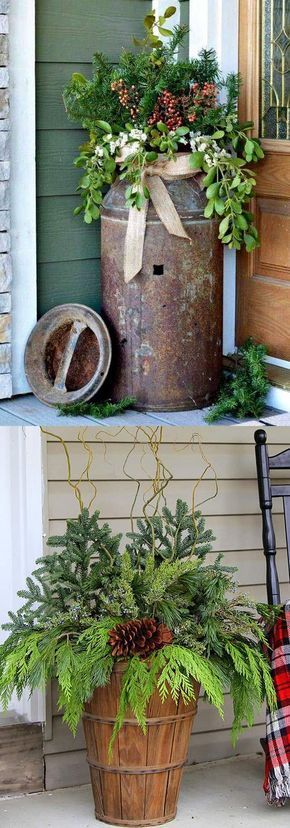 24 Colorful Winter Planters & Christmas Outdoor Decorations -   21 long porch decor
 ideas