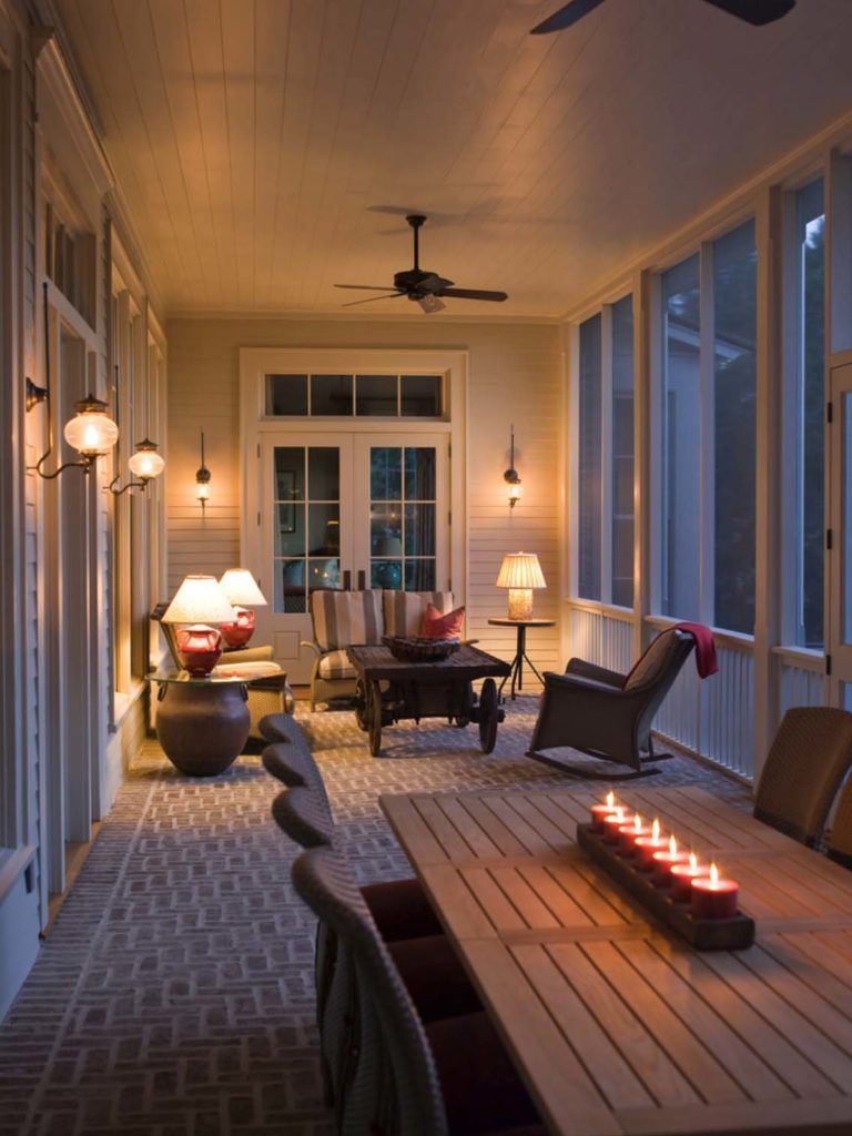 38 Amazingly cozy and relaxing screened porch design ideas -   21 long porch decor
 ideas