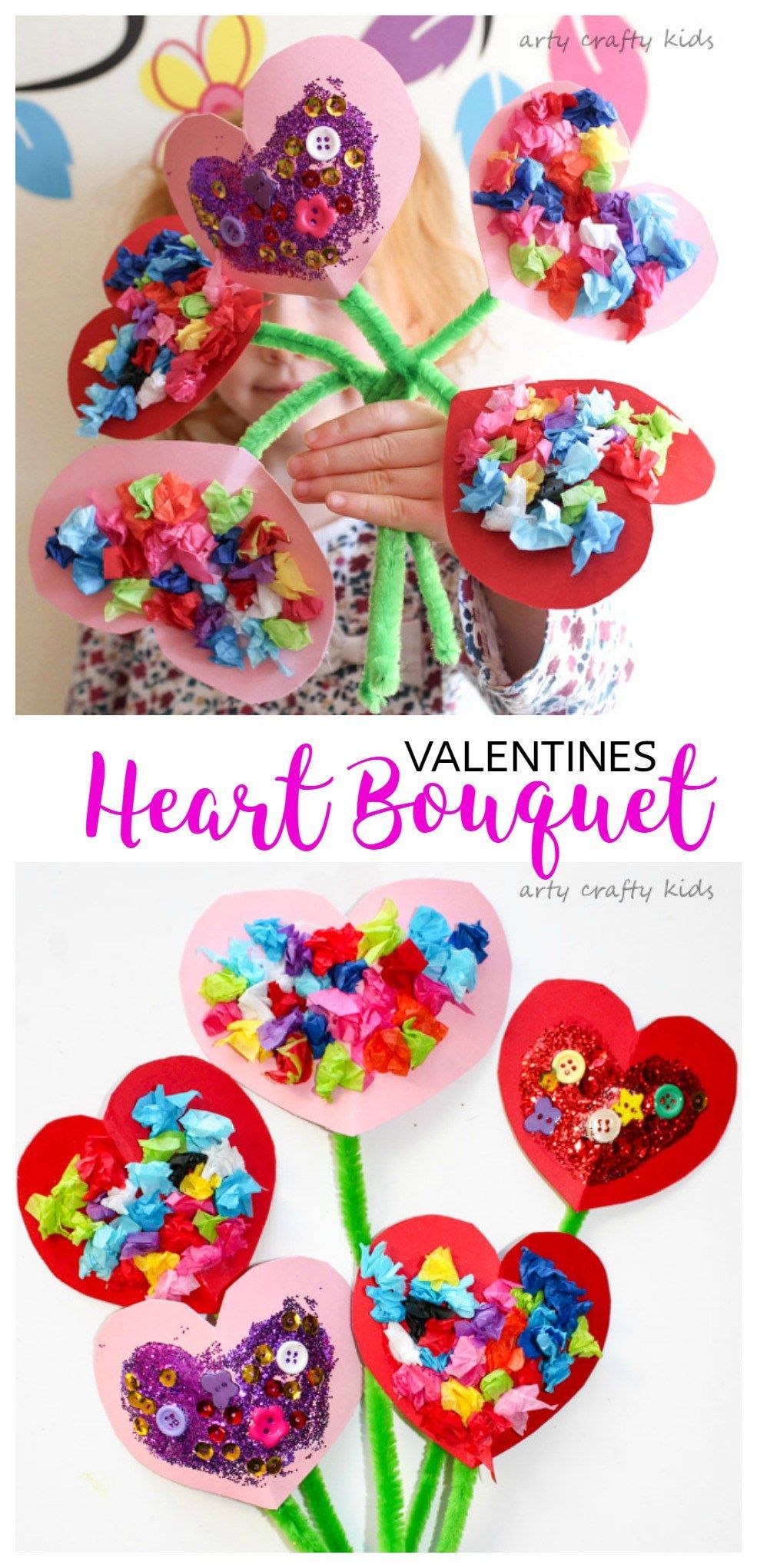 Toddler Valentines Heart Bouquet -   21 valentines crafts for kids
 ideas