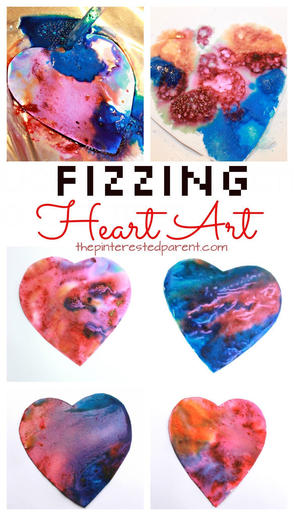 Fizzing Heart Art Eruptions -   21 valentines crafts for kids
 ideas