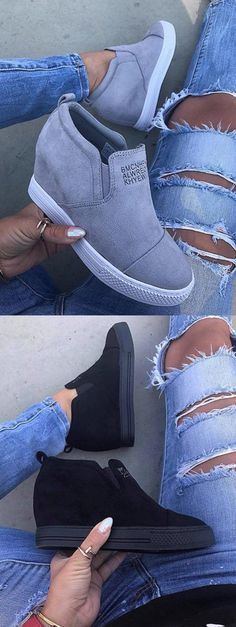 Buy 3 Got 8% OFF! Free Shipping! Shop Now>> Fashion Letter Slip On Wedge Sneakers Faux Suede Wedge Heel Casual Sneakers -   22 diy fashion for teens
 ideas