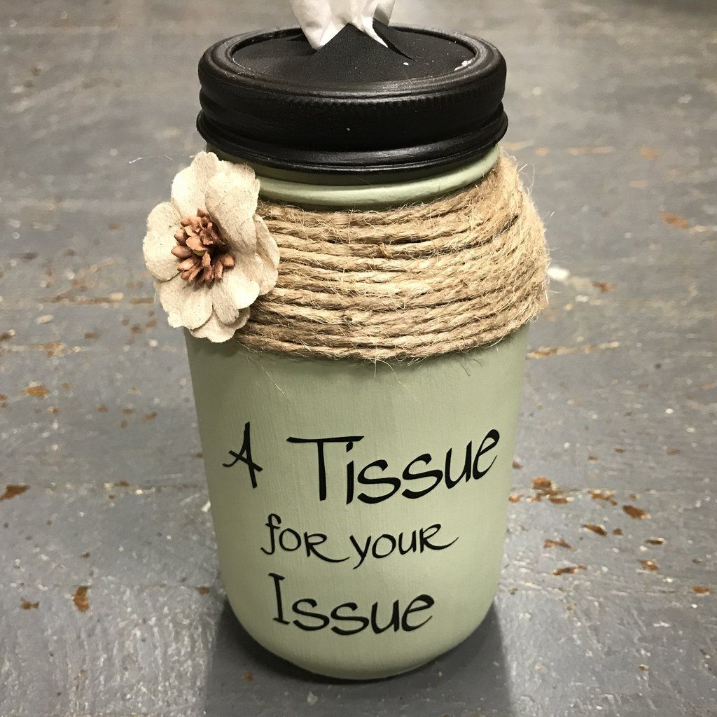 Mason Jar Tissue Holder Tissue for Your Issue Yellow -   22 mason jar decorados
 ideas