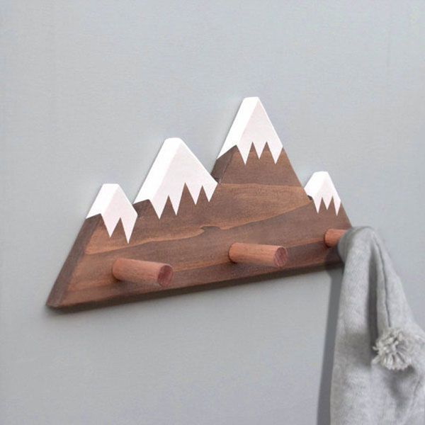 Snowy Mountain Peak Wall Pegs -   22 mountain house decor
 ideas