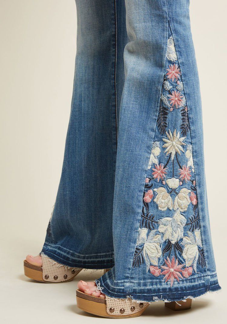 Driftwood The Joy of Embroidery Flared Jeans in Stone Wash -   22 recycled crafts jeans
 ideas