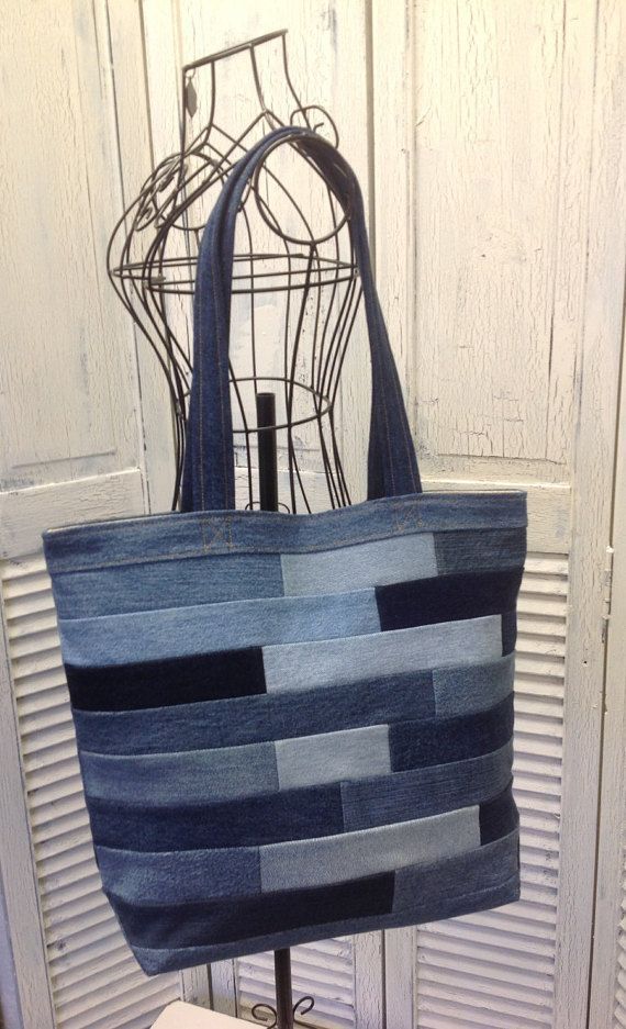 Bleu Redux Upcycle Subway Tile Denim Tote -   22 recycled crafts jeans ideas