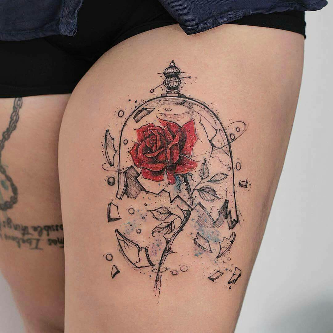 Feed Your Ink Addiction With 50 Of The Most Beautiful Rose Tattoo Designs For Men And Women -   23 beauty and the beast rose tattoo
 ideas