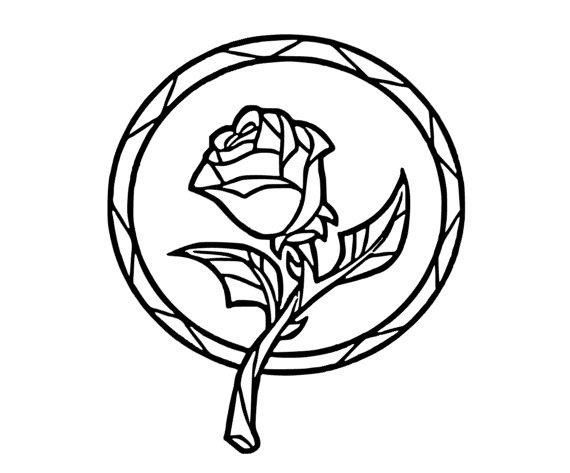Stain Glass Rose Beauty and the Beast Window Vinyl Decal || Car Decal, Yeti Cup Decal, Disney Decal, -   23 beauty and the beast rose tattoo
 ideas