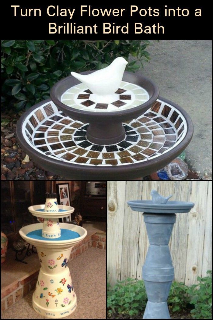 Turn clay flower pots into a brilliant bird bath -   23 garden pots crafts
 ideas