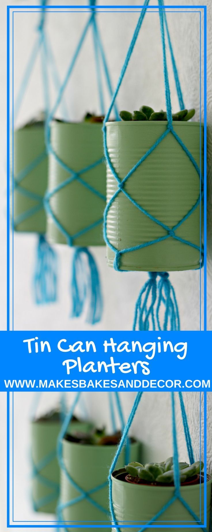Tin Can Hanging Planters -   23 recycled crafts for teens
 ideas