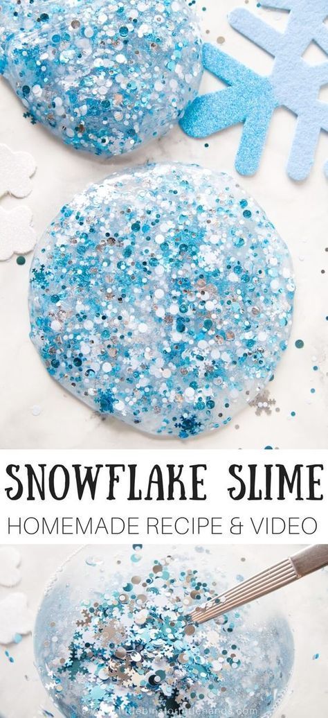 Make Homemade Snowflake Slime Recipe with Video -   23 winter crafts for kids to make
 ideas