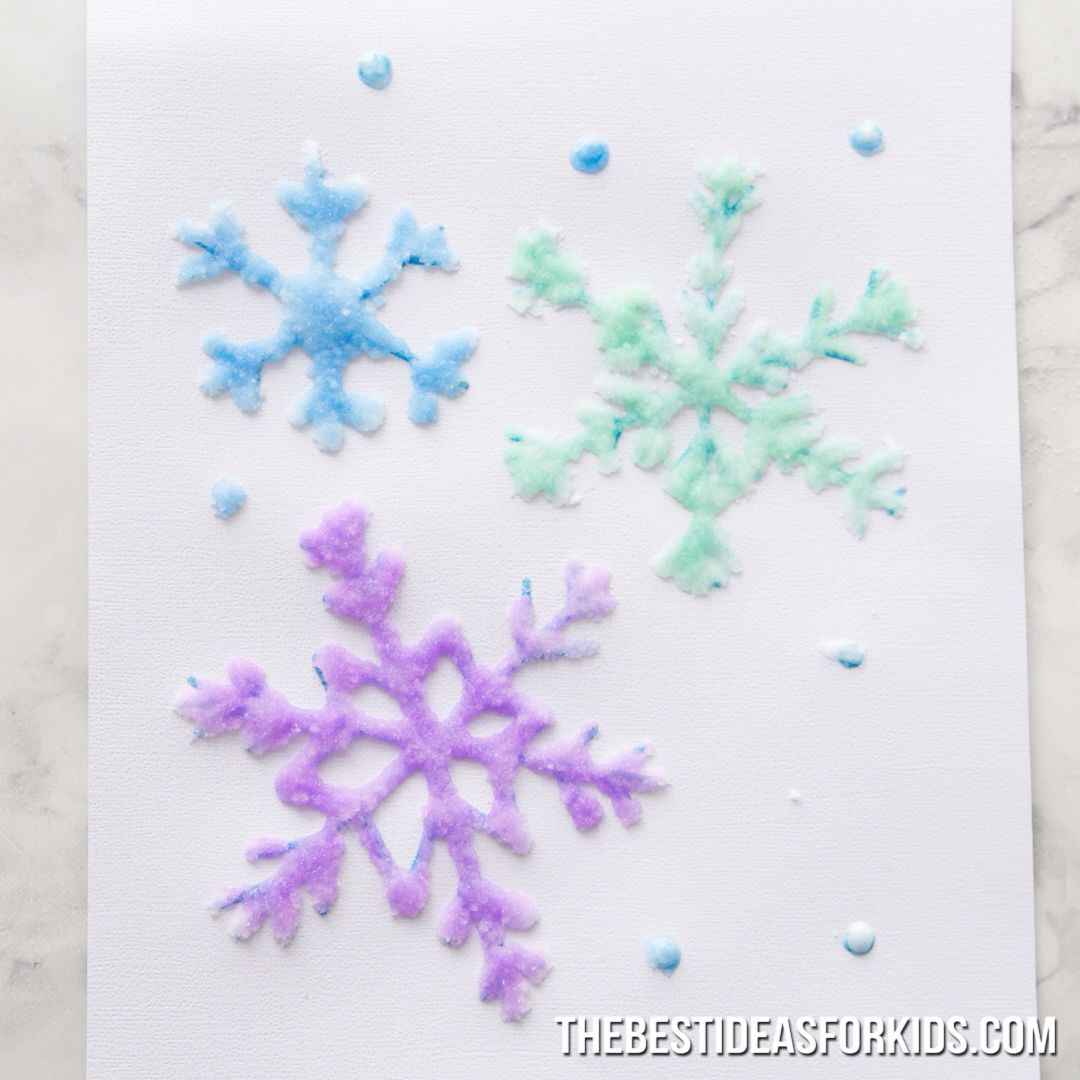 SALT PAINTED SNOWFLAKES -   23 winter crafts for kids to make
 ideas