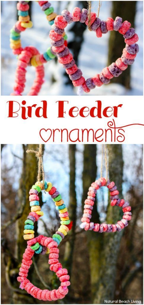 Kid Made Bird Feeder Ornaments - Heart Bird Feeder Crafts -   23 winter crafts for kids to make
 ideas