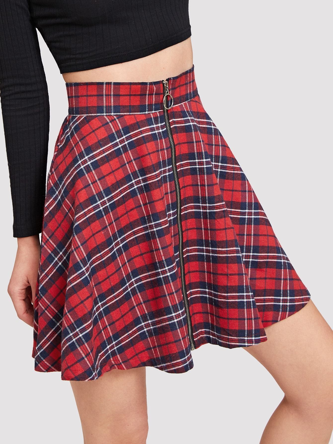 Plaid Zip-up Skirt -   24 preppy style dress
 ideas